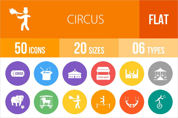 rounded flat circus icons