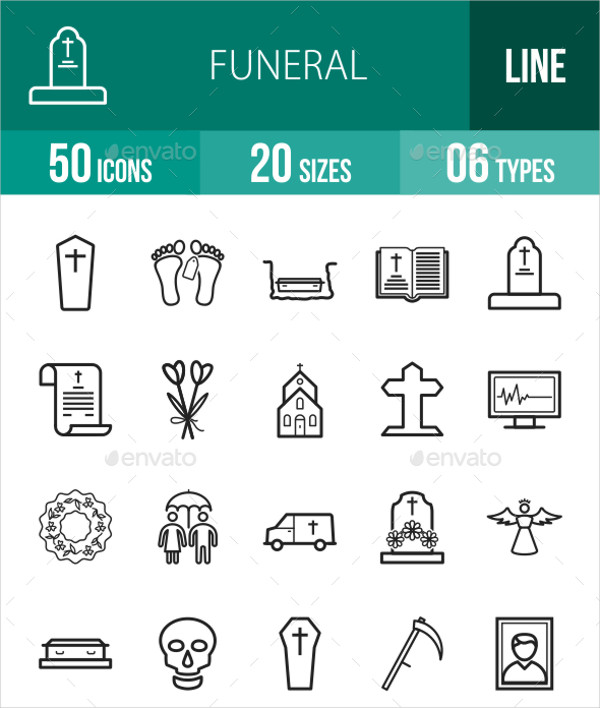 funeral line icons