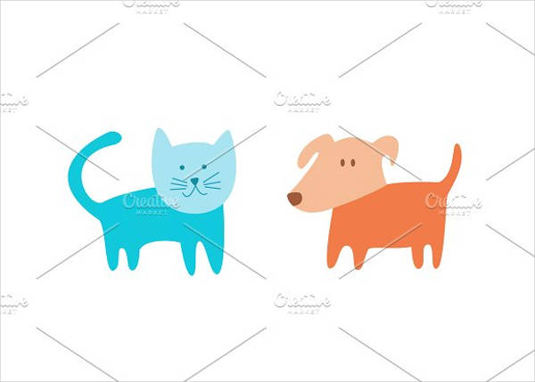 cat and dog vector