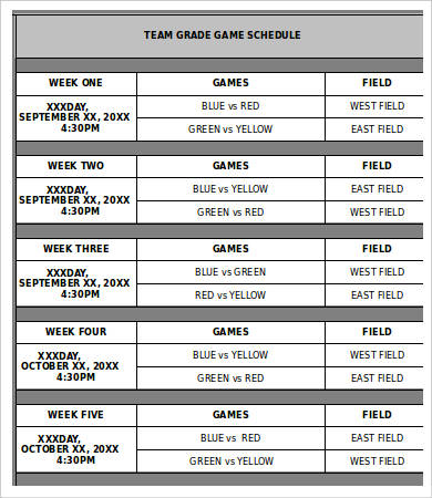 Team Schedule Template - 10+ Free Word, Excel, PDF Format Download!