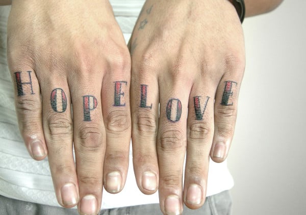 love finger tattoo