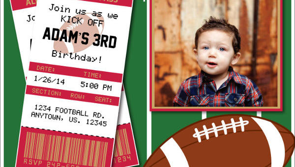 Football Background Super Bowl Party Invitations