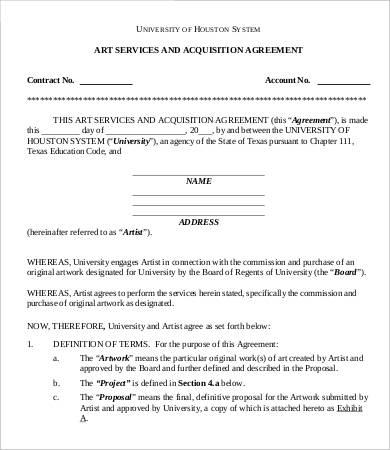 art service acquisition agreement template
