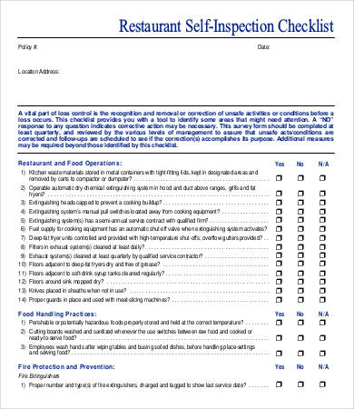 restaurant self inspection checklist1