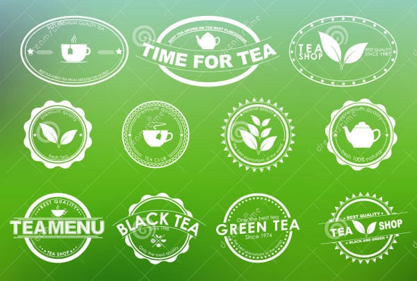 set of vintage tea logos
