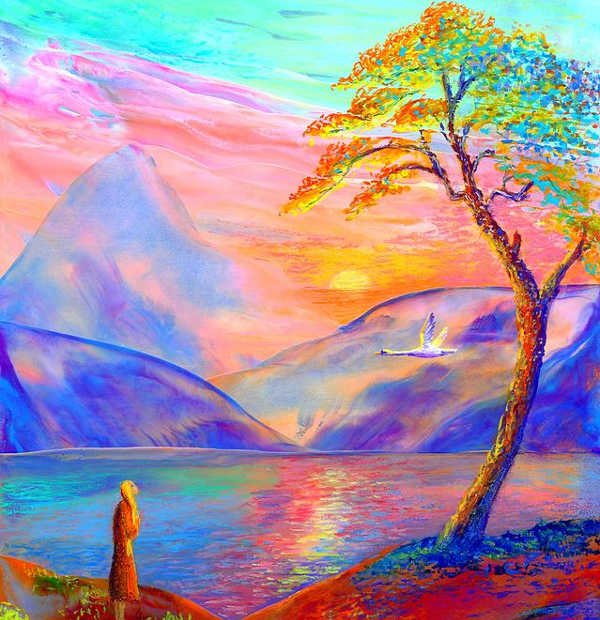 sunrise mountain painting