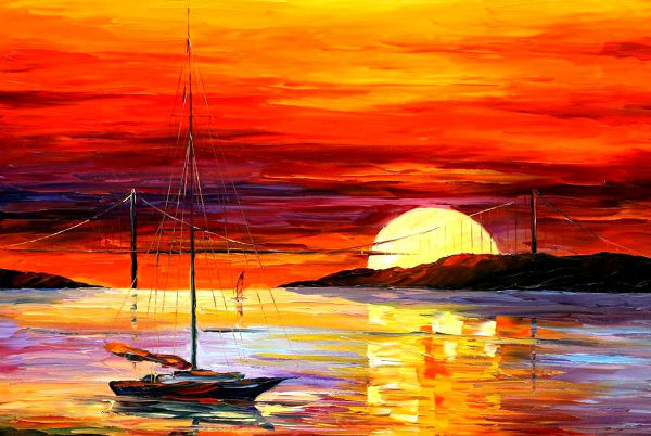 acrylic sunrise painting