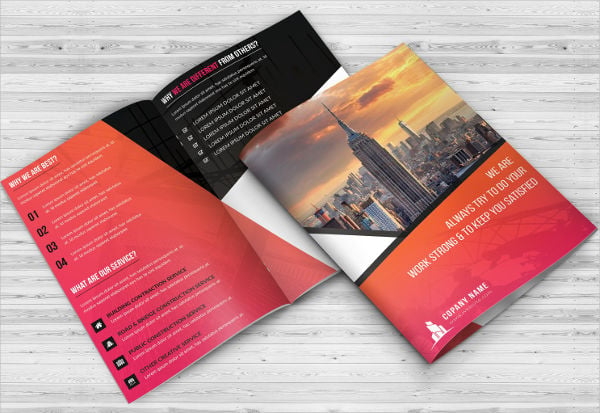 construction company bi fold brochure