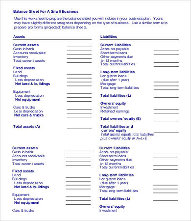 business balance sheet example