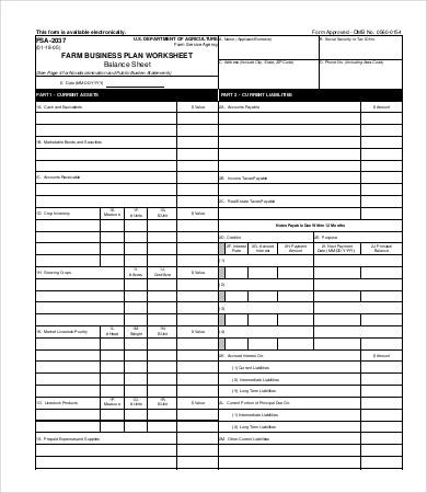 farm balance sheet template excel