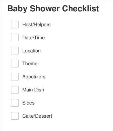 baby shower items checklist template