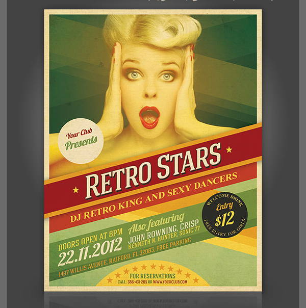 16 Retro Party Flyers Psd Word Ai Eps Vector Formats