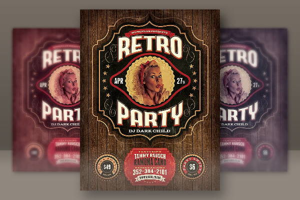 vintage retro party flyer