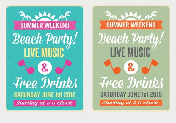 retro beach party flyer