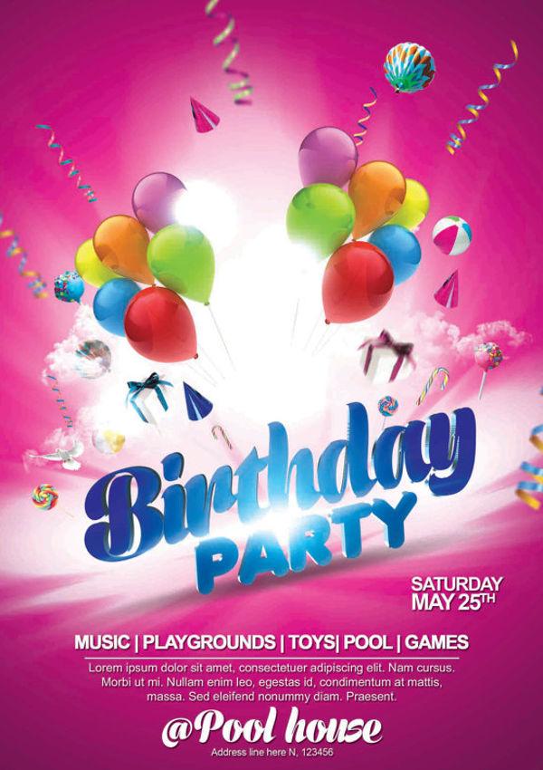 18 + Birthday Party Flyers - PSD, Word, AI, EPS Vector