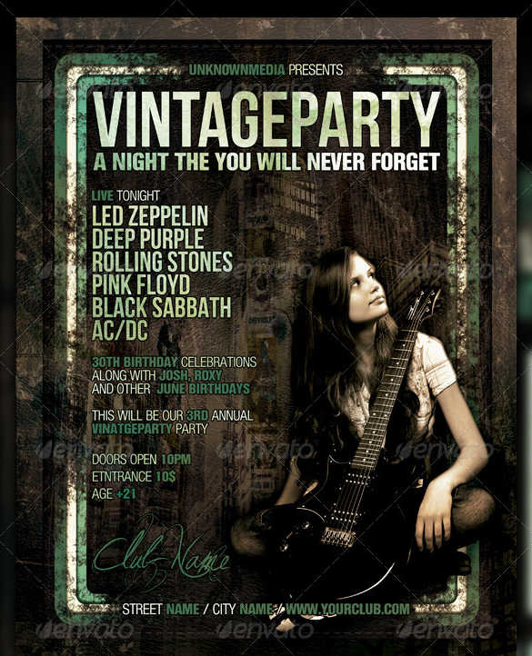 vintage night event flyer