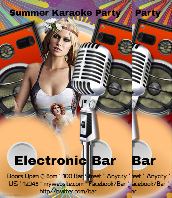 karaoke summer party flyer template