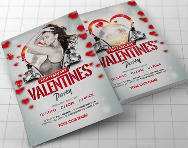 valentines day party flyer psd