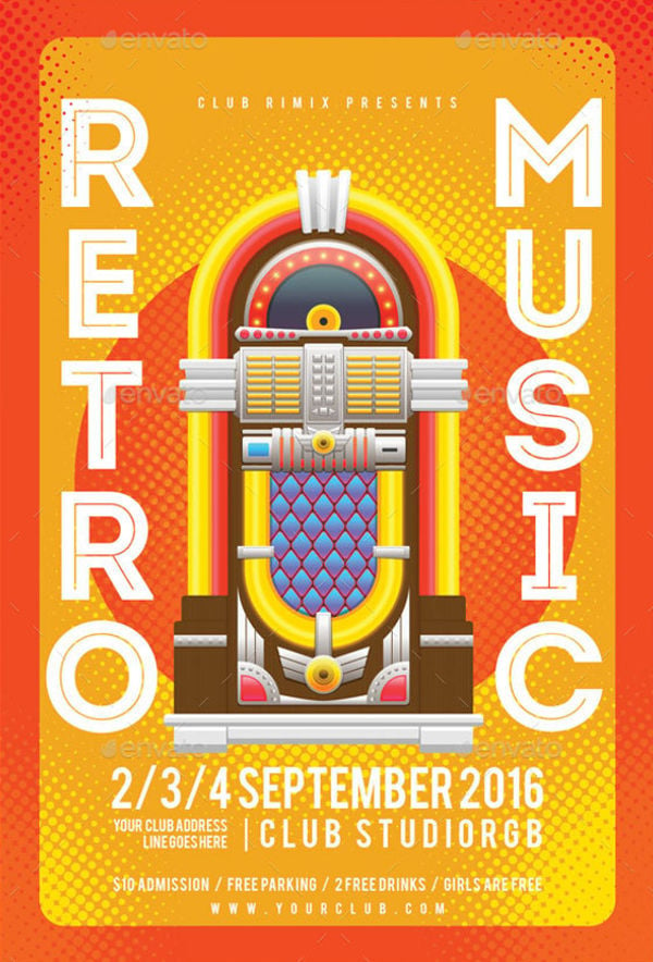 retro music party flyer