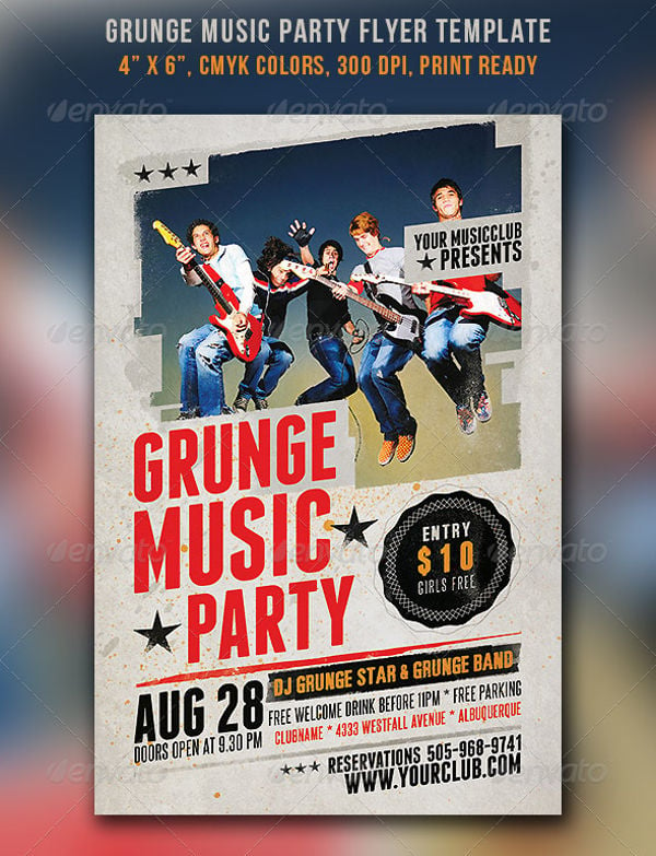 grunge music party flyer