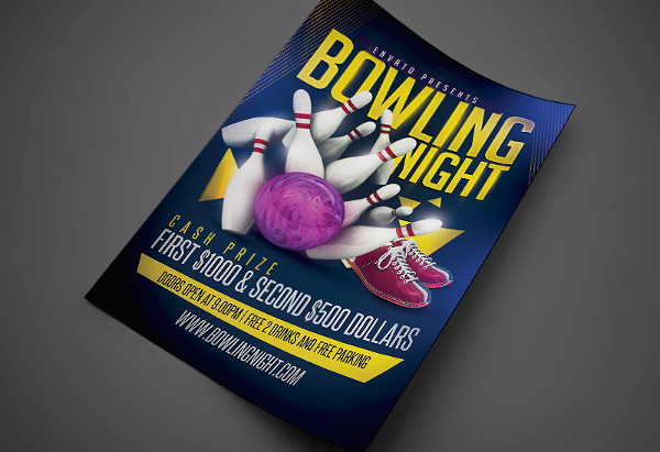 bowling evening game party flyer