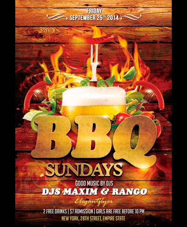 bbq party flyer psd template