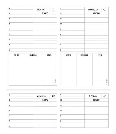 printable daily planner template 13 free word pdf