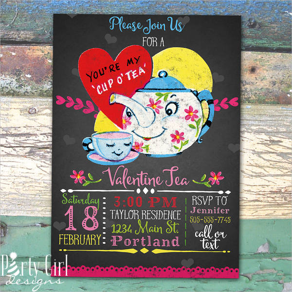 valentine tea party invitation template