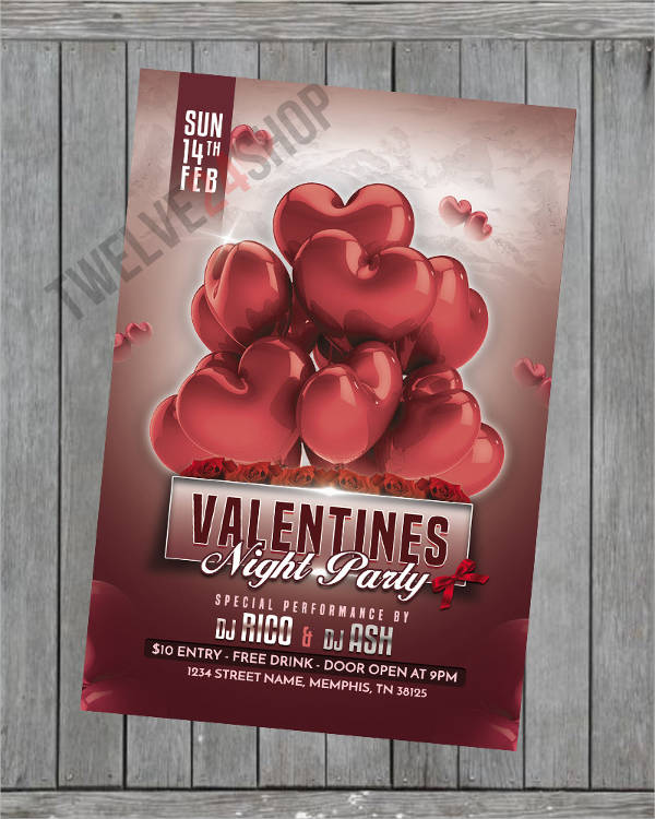 valentines day night party flyer