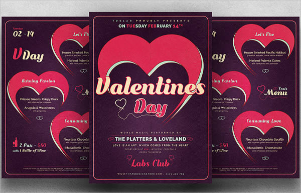 valentines day flyer menu template