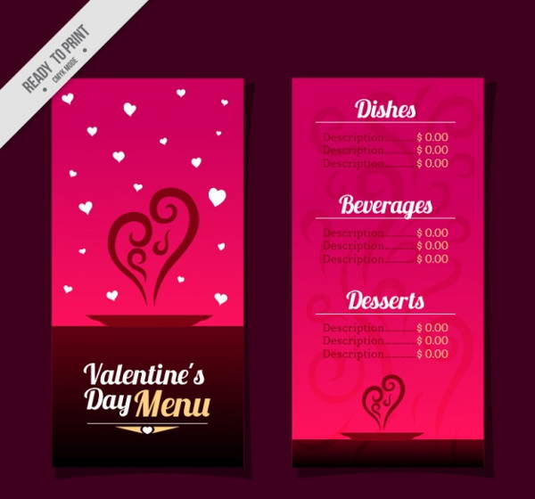 valentines day menu template