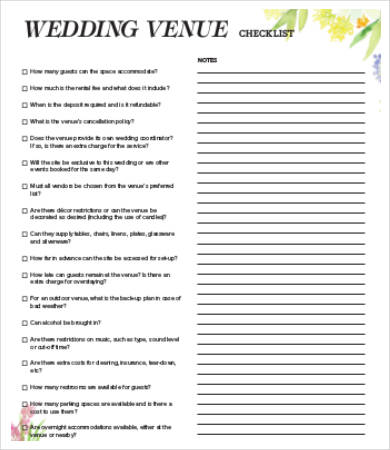 venue checklist template 9 free word pdf documents