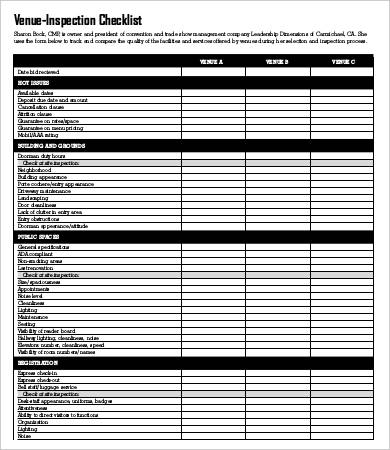 Venue Checklist Template - 9+ Free Word, PDF Documents Download