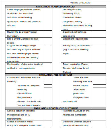 venue checklist template 9 free word pdf documents download free pin