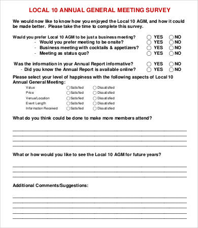 annual general meeting survey template