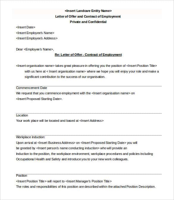 offer agreement for letter job & 70   Templates DOC   Free Premium Letter PDF, Offer