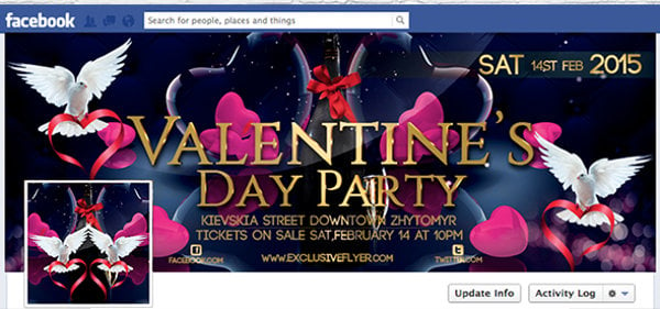 valentines day facebook cover psd template