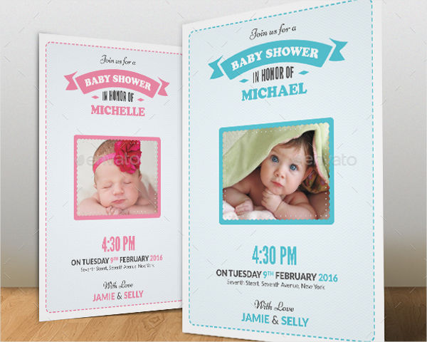 girl baby shower photo invitation