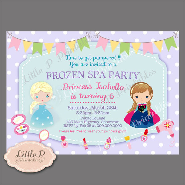frozen spa party invitation