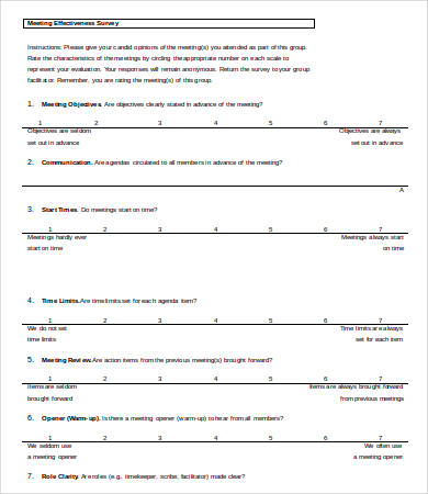meeting effectiveness survey template