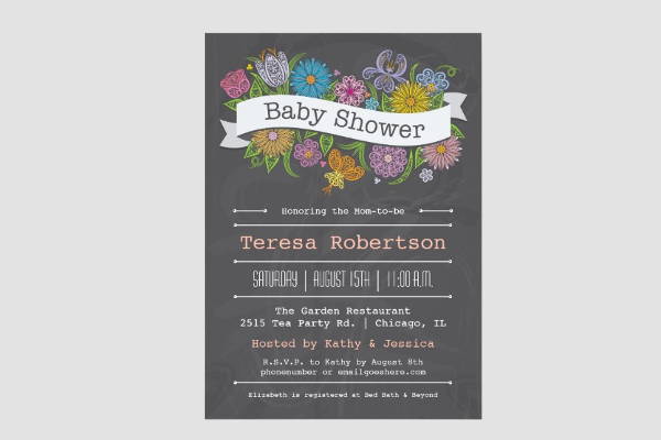 baby shower chalkboard invitation banner