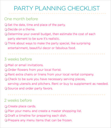 party planning checklist