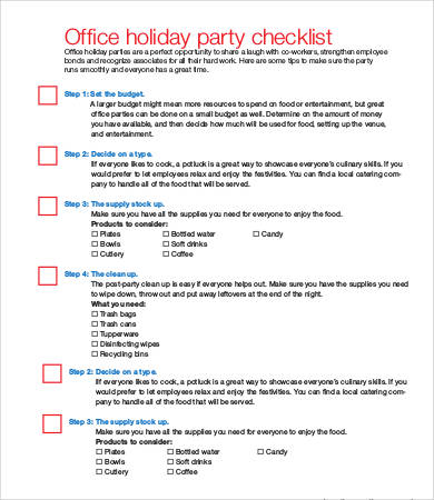 office holiday party checklist