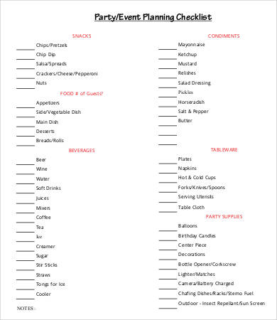party event planning checklist template