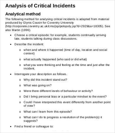 critical incident analysis template