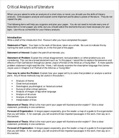 critical literary analysis template