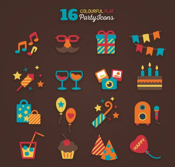 free psd flat party icons