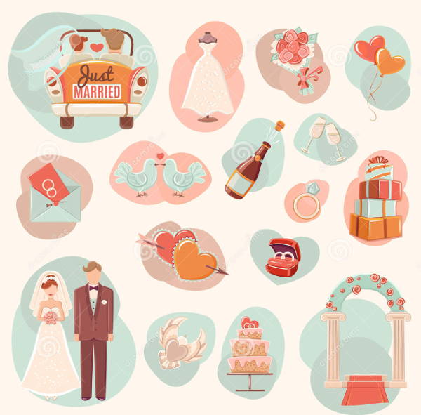 flat engagement party icons