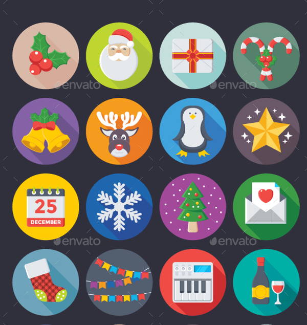 flat party and celebrations icons