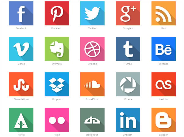 simple flat social media icons